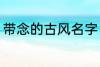 带念的古风名字 带念的古风名字精选